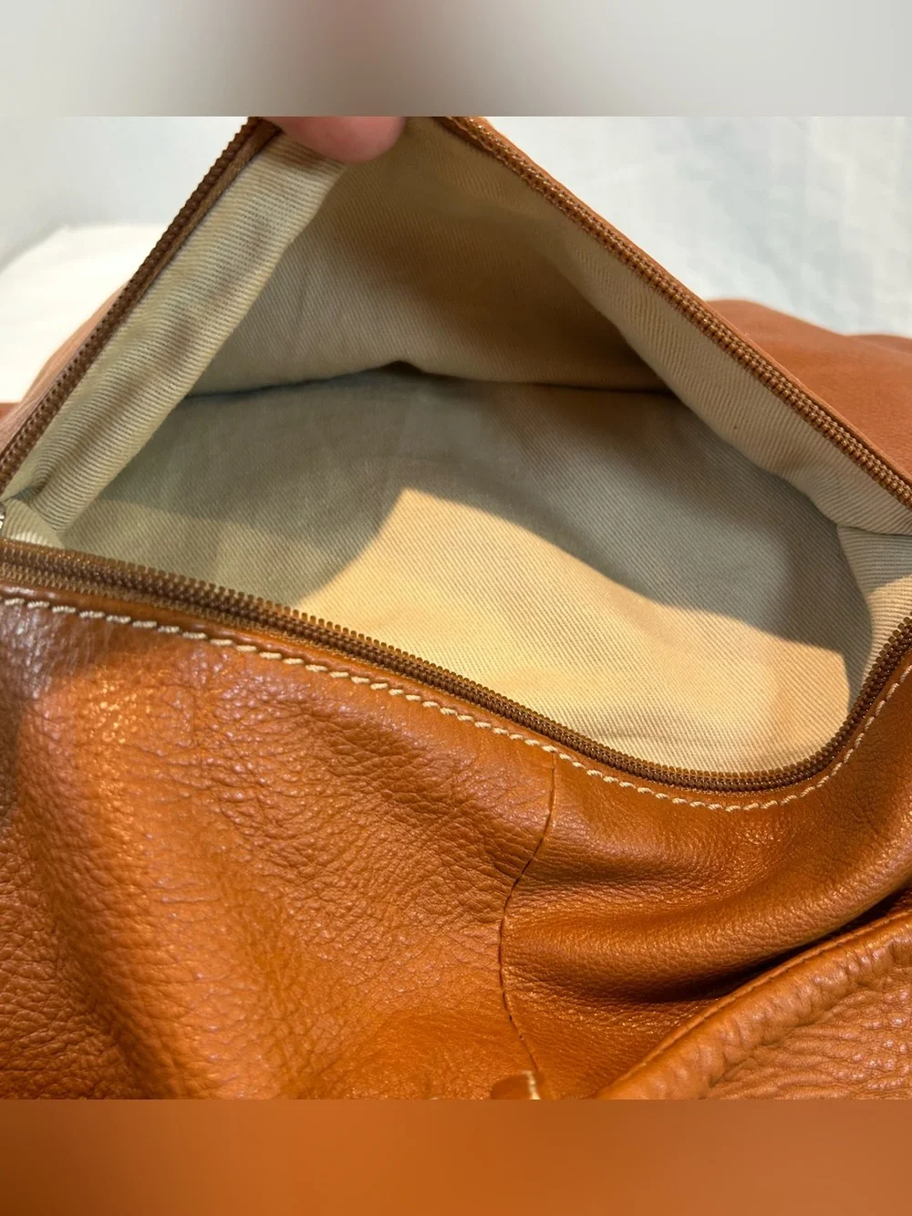 Structured Italian Leather Hobo Bag in Cognac with Wrapped Leather Accents